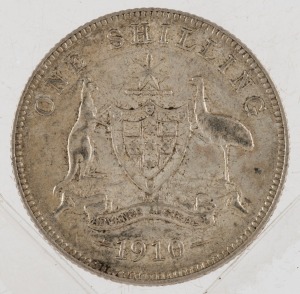 Coins - Australia: One Shilling: Edward VII, 1910, EF.