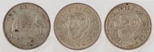 Coins - Australia: One Shilling: George V, 1935; George VI 1938 and 1939, (3) all aEF/EF.