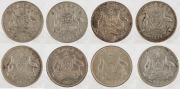 Coins - Australia: Sixpence: George V, 1910, 1911, 1925, 1934 & 1936; Elizabeth II, 1953, 1954 & 1955. (Total: 8), VF-EF.
