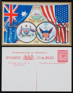 SOUTH AUSTRALIA - Postal Stationery: POSTAL CARDS: 1908 Visit of the American Great White Fleet 1d red, superb unused. Only 4500 were sold. (2).