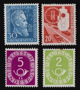 GERMANY:1949 (Mi.113-15) Stamp Centenary (3 sets **); 1949 30pf UPU **; 1951 Wuppertal Exhibition (3 sets *); 1951 Rontgen (3 **, 1 *); 1952 Luther (4 **); 1952 30pf Otto (2 **); 1953 Exhibition (2 sets *); etc. (58). Mixed condition.