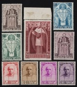 BELGIUM: 1932 10c+10c - 10Fr+40Fr Cardinal Mercier, complete set; the 4 low values and the 5Fr MLH; the rest, including the top value MUH. (9). - 2