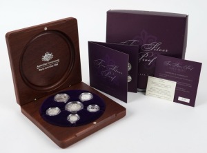 Coins - Australia: Decimal Proofs: RAM Fine Silver Proofs 2007 set in wooden case of issue.