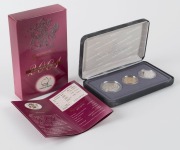 Coins - Australia: Decimal Proofs: 2001 Centenary of Federation three-coin (20c, 50c & $1) boxed PROOF sets for Queensland, A.C.T., N.S.W., South Australia, & Western Australia. (5 complete sets). - 2