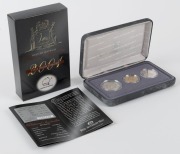 Coins - Australia: Decimal Proofs: 2001 Centenary of Federation three-coin (20c, 50c & $1) boxed PROOF sets for Queensland, A.C.T., N.S.W., South Australia, & Western Australia. (5 complete sets). - 3