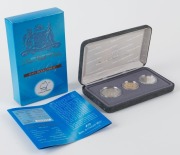 Coins - Australia: Decimal Proofs: 2001 Centenary of Federation three-coin (20c, 50c & $1) boxed PROOF sets for Queensland, A.C.T., N.S.W., South Australia, & Western Australia. (5 complete sets). - 4