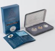 Coins - Australia: Decimal Proofs: 2001 Centenary of Federation three-coin (20c, 50c & $1) boxed PROOF sets for Queensland, A.C.T., N.S.W., South Australia, & Western Australia. (5 complete sets). - 6