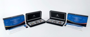 Coins - Australia: Decimal Proofs: 2009 Special Edition $1 three coin silver PROOF set: Kangaroo Series Special Edition in colour (Harris, Mombassa, Done). (2 sets).