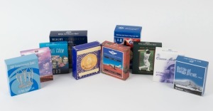 Coins - Australia: Decimal Proofs: $5 PROOFS: A collection comprising 1994 Enfranchisement of Women, 1996 Bradman, 1998 Flying Doctor, 2002 Battle of Sunda Strait (USS Houston), 2002 Queen Mother, 2002 Year of the Outback, 2002 silver Commonwealth Games, 2003 Volunteers (hologram), 2003 Rugby - gold plated, and 2004 Australian Rules Football. (10 items).