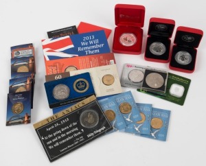 Coins - Australia: Decimals: Perth Mint Proofs: 2001 Year of the Snake 50c silver, 2002 Kookaburra 50c silver, 2003 Year of the Goat 50c silver, 2011 Year of the Rabbit 50c silver; also, a range of carded uncirculated $1 and other coins. (Total: 24 coins).