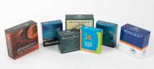 Coins - Australia: Decimal Proofs: $5 PROOFS: A collection comprising 2004 Bicentenary of Tasmania, 2004 Athens Olympics, 2004 Steam Railways, 2006 Melbourne Games - Queen's Baton Relay, 2008 Polar Year - Skua, 2008 Aurora Australis, 2009 Astronomy - Meteorite. (7 items).
