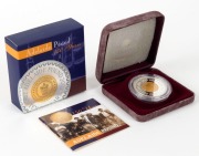 Coins - Australia: Decimal Proofs: $10 PROOFS: 2002 Adelaide Pound - gold plated; 2003 Sydney Mint Pattern - gold plated; 2013 Blue Mountains. (3 items). - 3