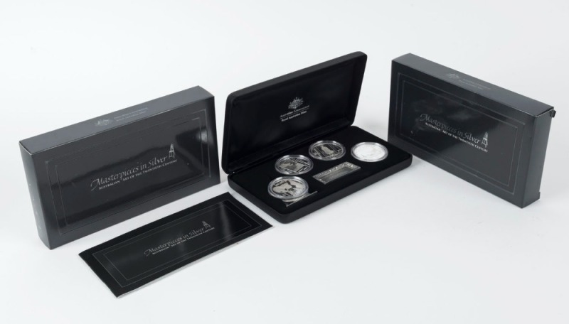 Coins - Australia: Masterpieces in Silver: 2006 "Art of the 20th Century", 2 complete sets in cases of issue. (2).