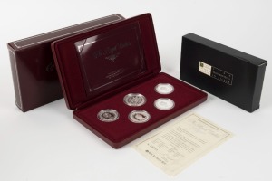 Coins - Australia: Masterpieces in Silver: 1992 "The Royal Ladies" and 1996 "Shaping a National Identity", complete sets. (2 items).