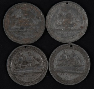 AUSTRALIA: VISIT OF THE DUKE OF EDINBURGH, H.M.S. Galatea, 1867, in white metal (47mm) (C.1867/2), by T.Stokes, Melbourne, holed for suspension. (4 examples in mixed condition).