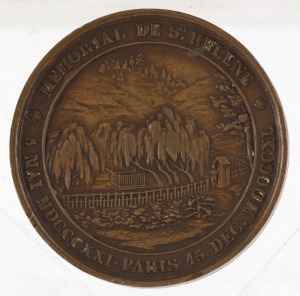 France: 1840 Memorial To Napoleon Bonaparte At St. Helena, Bronze Medal (40mm) By A. Bovy.