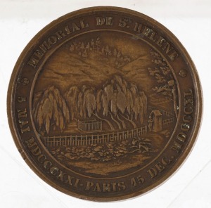 FRANCE: 1840 MEMORIAL TO NAPOLEON BONAPARTE AT ST. HELENA, bronze medal (40mm) by A. Bovy.