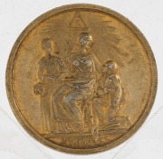 GREAT BRITAIN: 1830 gilt-bronze Freemason's Masonic Charity & Benevolence Testimonial medal, 36mm; Instituted by the Duke of Sussex.