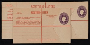 Registration Envelopes: 1928 (RE21) 4½d KGV oval die, together with (RE22) 4½d KGV oval die (long envelope); both very fine Unused. (2).