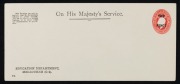 Envelopes - Official: 1930 (EO18) "TWO PENCE" on 1&frac12;d oval with OS in the die, printed for the Education Department, Melbourne; fine Unused. Cat.$400.