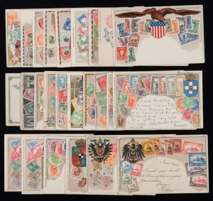 STAMPS ON CARDS: A collection of Zieher type embossed postcards and others, from all over the world; incl. Victoria (V.S.M. Series), USA, Germany, Norway, German South-West Africa, Greece, German East-Africa, etc.; several used. (25 items).