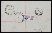 ANTARCTICA: "7MR48 A.N.A.R.E. MACQUARIE IS." cds's tieing&nbsp; 9d Platypus (2) + 5d Merino Ram (4) + 1 QM on registered cover to AYR, Queensland; with two-line "AUSTRALIAN NATIONAL ANTARCTIC RESEARCH EXPEDITION 1947" cachet; provisional "MACQUARIE ISLAND" R-l - 2