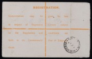 Registration Envelopes: 1913 (RE3) 4d Orange Kangaroo Envelope, uprated with a 4d Orange adhesive for delivery from Sydney (June 1914) to PARIS; lovely combination. - 2