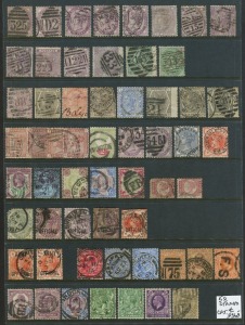 GREAT BRITAIN:QV to QE accumulation on Hagner pages and stock cards; includes high values duplicated, but in mixed condition. STC. £11,000+. (approx. 200).