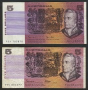 Banknotes - Australia: 1953 - 1985 duplicated range on pages, comprising &pound;1 (2), $1 (34), $2 (29), $5 (2) & $10 (3); mixed condition; (Total: 70). - 2
