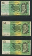 Banknotes - Australia: 1953 - 1985 duplicated range on pages, comprising &pound;1 (2), $1 (34), $2 (29), $5 (2) & $10 (3); mixed condition; (Total: 70). - 3
