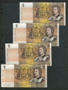 Banknotes - Australia: 1953 - 1985 duplicated range on pages, comprising &pound;1 (2), $1 (34), $2 (29), $5 (2) & $10 (3); mixed condition; (Total: 70). - 4