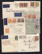 KGV Heads - CofA Watermark: 5d ORANGE-BROWN KGV (SG.130) POSTAL USAGES: 1933-38 collection comprising single, multiple and mixed frankings, airmail and registered mail, domestic usages and mail to foreign destinations. Included are 4 reg'd covers with pro - 3