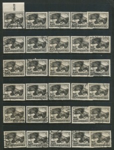AUSTRIA: 1950-53 Bird Airmails: 60g (8 **, 6 FU), 2s (3 **, 2 *, 9 FU), 3s (1 FU), 5s (4 FU), 10s (1 **, 8 FU), 20s (2 **, 152 FU), plus several not counted because of condition. Cat.Eu.3500+.