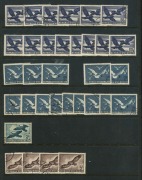 AUSTRIA: 1950-53 Bird Airmails: 60g (8 **, 6 FU), 2s (3 **, 2 *, 9 FU), 3s (1 FU), 5s (4 FU), 10s (1 **, 8 FU), 20s (2 **, 152 FU), plus several not counted because of condition. Cat.Eu.3500+. - 2