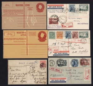 Postal History: A diverse range of covers, flight covers, postal stationery, postcards, etc., partially annotated but worth checking. (40+ items).