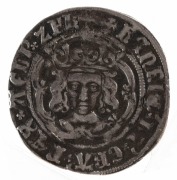 Coins - World: Great Britain: Henry VII. 1485-1509. AR Groat - (London) mint; undated, obv: crowned forward facing bust. RX: Long cross gF. Including the original storage sleeve with the previous collectors catalogue notes.  gF. - 2