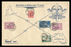 Aerophilately & Flight Covers: 1932-33 (AAMC.242) Australia - Germany flown cover carried on the return of the Bertram Atlantis Expedition franked 3d Airmail tied by DARWIN 12 DE 32 cds, plus Dutch East Indies (2) for arrival and departure after a long de