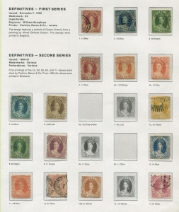 QUEENSLAND: 1860-1903 Collection on Seven Seas album pages with used imperf 1d plus 2d & 6d cut-down later issues, simplified Small Chalons to 20/- (fiscal), Large Chalons to £1 including mint 10/- (on Thin Paper). First Sidefaces to 1/-, later Sidefaces to 6d mint & 2/- used; also Revenues with 1871-72 types to 20/- incl. 10/- with dubious 'BOWEN' postal datestamp; condition variable. Personal inspection suggested. (67)