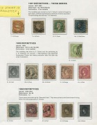 VICTORIA: 1850-1912&nbsp;Collection on Seven Seas album pages with used imperf Half-Lengths 1d (2), 2d (3) & 3d, QOT 2d (3), Woodblocks 1/- (Registered) and 2/- (complete margins), plus rouletted 6d; imperf & perforated Emblems to 4d; perforated issues incl. B - 4