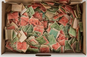 KGV Heads - Collections & Accumulations: Mostly multiple watermark types of 1d Greens 1½d Reds, 1½d Greens & 2d Reds in a small box. Potential for varieties, shades and postmarks. (100s)