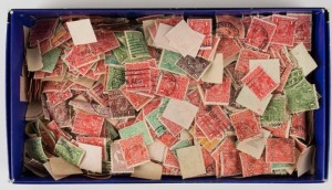 KGV Heads - Collections & Accumulations: Well filled chocolate box (29x16cm) with values from ½d to 4d including 1d Reds, all watermarks types represented. Sure to appeal to variety and postmark specialists. (1000s)