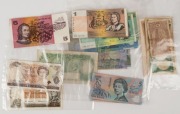 Banknotes - Australia: Assortment incl. 1988 $10 Bicentenary circulation issue polymers (3, two Unc),&nbsp;1993 Fraser/Evans $10 (blue shading) corner crease otherwise aUnc, 1991 Fraser/Cole $5, &nbsp;1992 Fraser/Cole $5 polymer (3, all 'AA' prefix, two Unc), circu