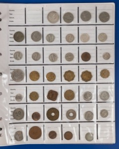 Coins - World: Somewhat random duplicated range in album; noted some Australia, New Zealand, G.B. and a couple of $1 banknotes. (170+) in mixed condition.