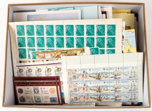 A mainly 1980s accumulations of Mint stamps, mainly in sheets and blocks (FV: $400+), P.O.Packs (FV: $75+), Australian FDCs and PSEs, plus WORLD stamps of mainly a thematic nature.