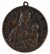 Italian bronze medallion for 1911 (4th to 11th April) International Congress of Music in Rome, weight 38.5gr, with presentation case; also and Italian Holy Mary (with Jesus) pendant medal in bronze, weight 18gr. (2 items) - 2