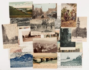 VICTORIA - Postal History: POSTCARDS: A nice group, with subjects including "TALLANGATTA, LOOKING EAST" RP, "View on the Yarra" (port activity), "The Lawn at Flemington" RP, "River Yarra, Victoria" by Jolley, "Post Office, Oakleigh" RP, "The Ozone leaving