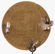 Coins - World: Great Britain: 1880 QV Shield half sovereign, pin & chain mounts to reverse, 3.99gr of 917/1000 fine gold. - 2