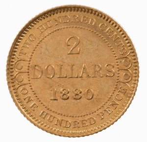 Coins - World: Canada: NEWFOUNDLAND: 1880 QV $2, 3.33gr of 917/1000 fine gold, EF. Only 2,500 minted. Rare.