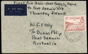 25 Feb.1939 (AAMC.P142) Port Moresby - Thursday Island - Darwin cover, flown by Eddy & Kelly in their Grumman Amphibian.