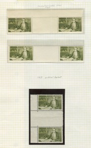 A decimal period group comprising of 1966 75c Cook horizontal & vertical gutter pairs **, 1966 SPECIMEN set of 4 * (the 75c & $1 15mm settings), 1977 20c Performing Arts on white paper **, 19777 18c Silver Jubilee singles (2 **, white paper & pink helecon), 1999 Australia 99 Miniature Sheets with inverted perforations (A99 & stamps) **